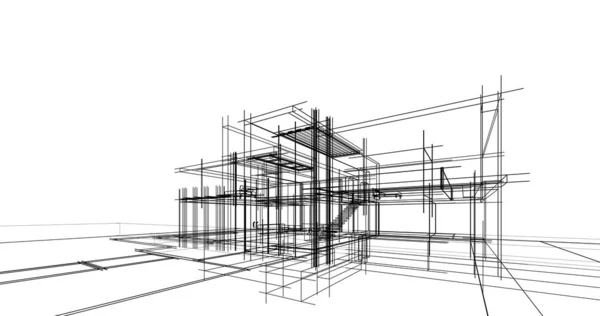 Ескіз Концепції Будинку Ілюстрація — стокове фото