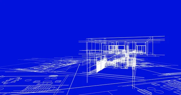 Binanın mimari 3d çizim çizim ev