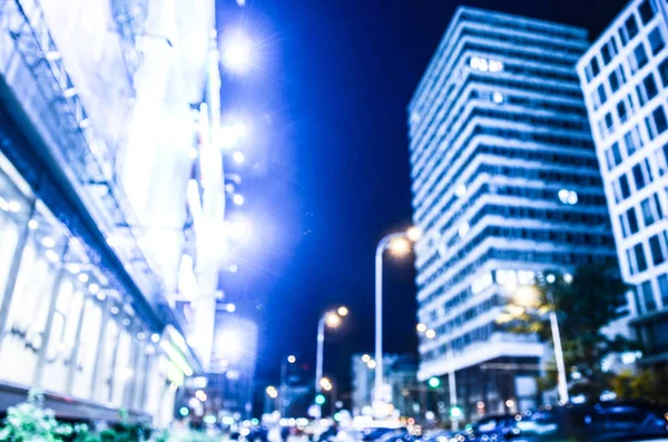 Noche Ciudad Con Coches Movimiento Borrosa Luz Calle Concurrida — Foto de Stock
