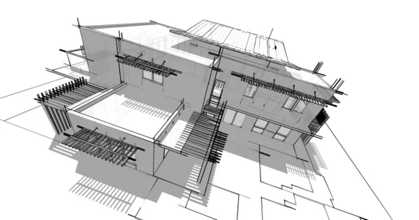 Ескіз Концепції Будинку Ілюстрація — стокове фото