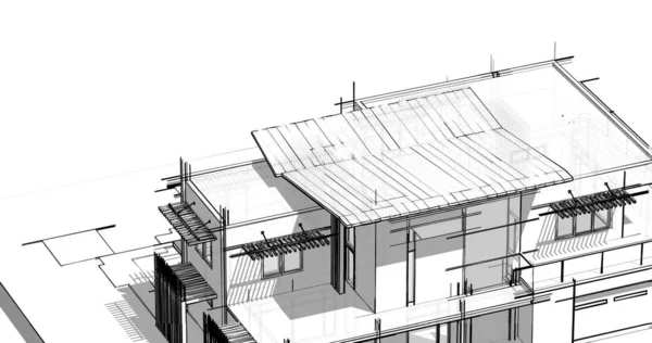 Dům Koncepce Skic Ilustrace — Stock fotografie