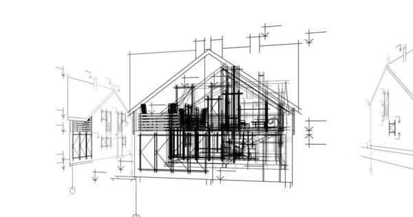 Huis Gebouw Architecturale Tekening Illustratie — Stockfoto