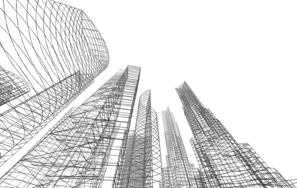 Binanın mimari 3d çizim çizim ev