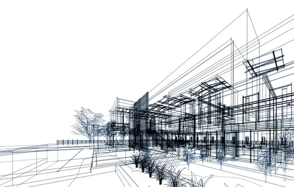 mimari çizimleri 3B illüstrasyon - illüstrasyon