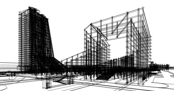 房子大厦建筑图画3D — 图库照片