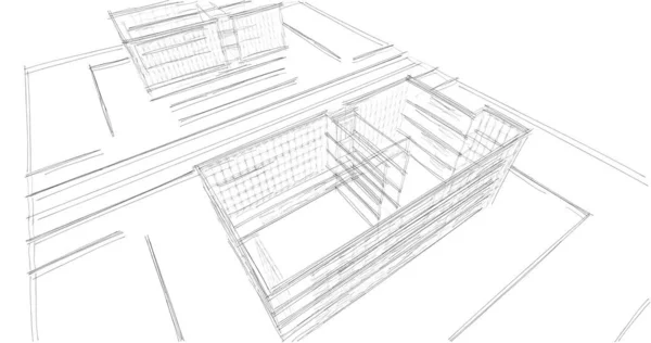 Rysunek Architektoniczne Budownictwo Mieszkaniowe — Zdjęcie stockowe