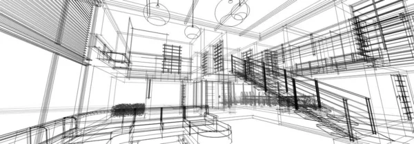 mimari çizimleri 3B illüstrasyon - illüstrasyon