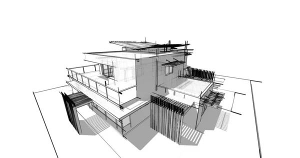 房子概念剪影3D — 图库照片