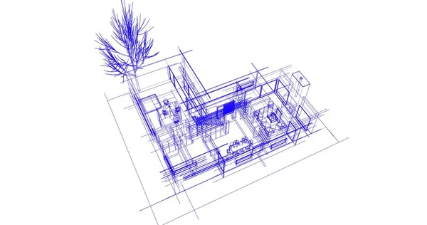 Rysunek Architektoniczne Budownictwo Mieszkaniowe — Zdjęcie stockowe