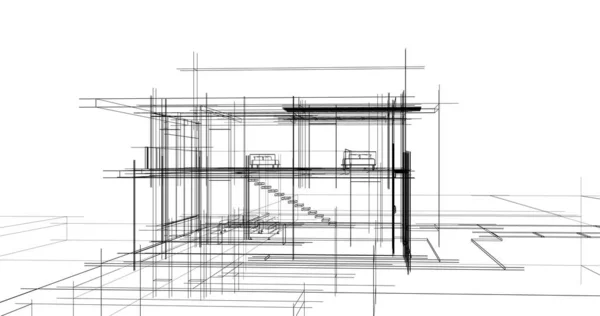 Ескіз Концепції Будинку Ілюстрація — стокове фото