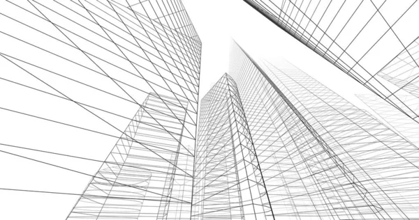 Illustration Von Stadtarchitektur Und Gebäuden — Stockfoto