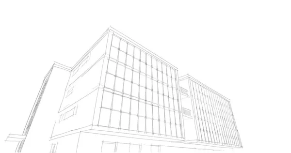 Huis Gebouw Architecturale Tekening Illustratie — Stockfoto