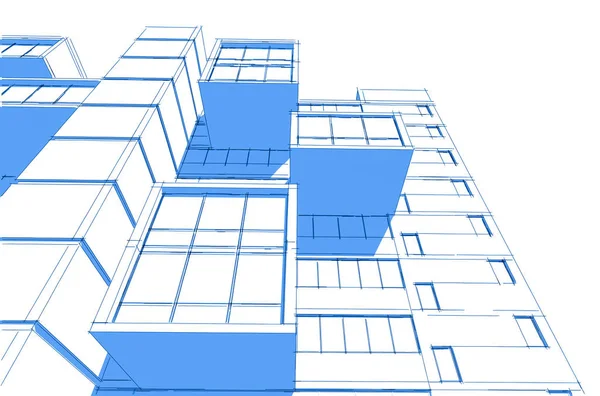 Bouwkundige Tekeningen Illustratie Illustratie — Stockfoto