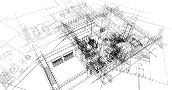 Architektonické Kreslení Ilustrace Stavby Domů — Stock fotografie