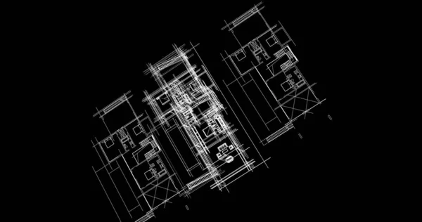 房子概念剪影3D — 图库照片