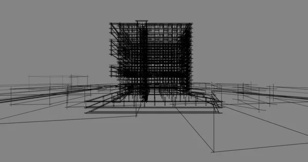 建筑图纸3D — 图库照片