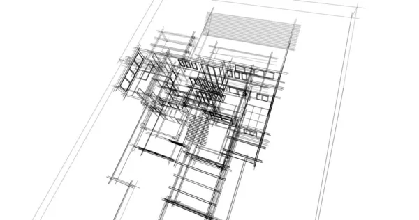 房子概念剪影3D — 图库照片