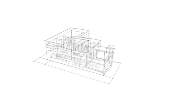 房子大厦建筑图画3D — 图库照片