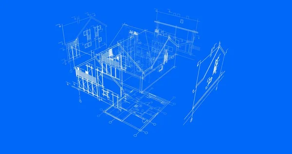 Edificio Casa Dibujo Arquitectónico Ilustración —  Fotos de Stock