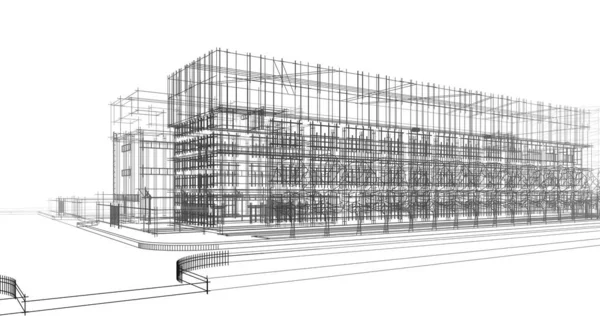 mimari çizimleri 3B illüstrasyon - illüstrasyon