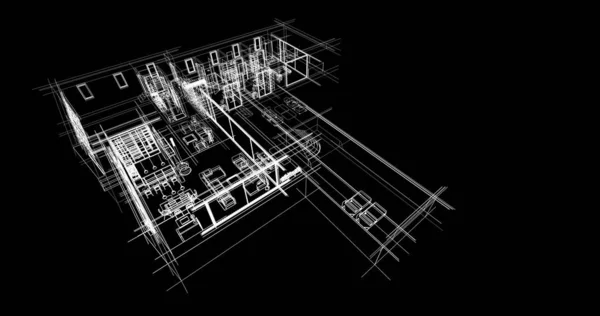 House concept sketch 3d illustration