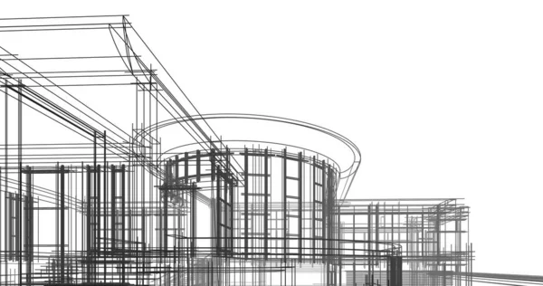 Arquitectura Edificio Ilustración Sobre Fondo — Foto de Stock