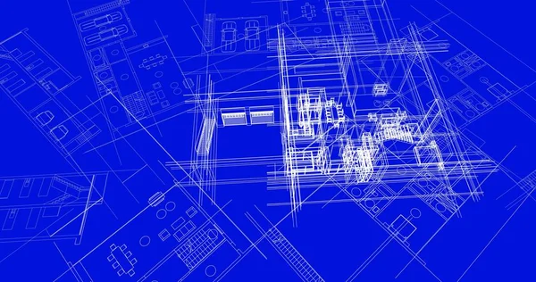 房子大厦建筑图画3D — 图库照片