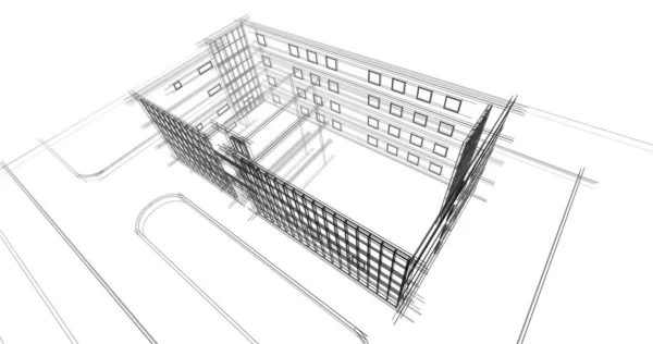 Architektonické Kreslení Ilustrace Stavby Domů — Stock fotografie