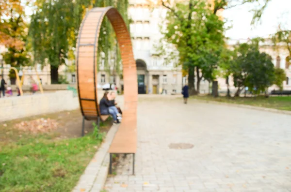 Natuurlijke Bokeh Achtergrond Van Mensen Lopen Park — Stockfoto