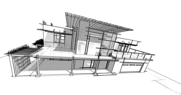 Ескіз Концепції Будинку Ілюстрація — стокове фото
