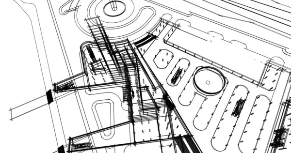 Architektonické Kreslení Ilustrace Stavby Domů — Stock fotografie