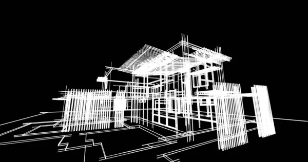 房子概念剪影3D — 图库照片