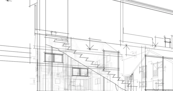 House Building Architectural Drawing Illustration — Stock Photo, Image