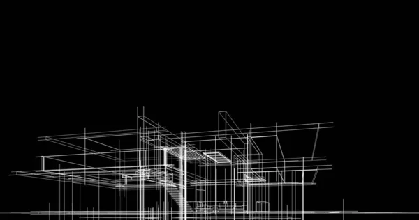 房子概念剪影3D — 图库照片