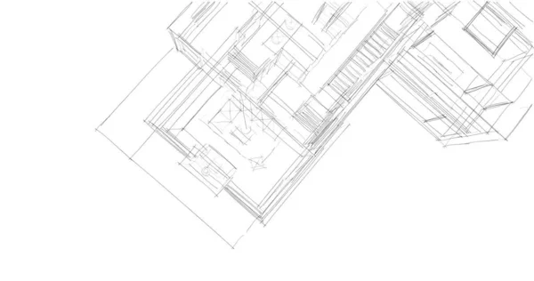 Maison Bâtiment Dessin Architectural Illustration — Photo