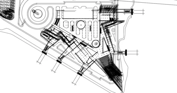 Edificio Casa Dibujo Arquitectónico Ilustración — Foto de Stock