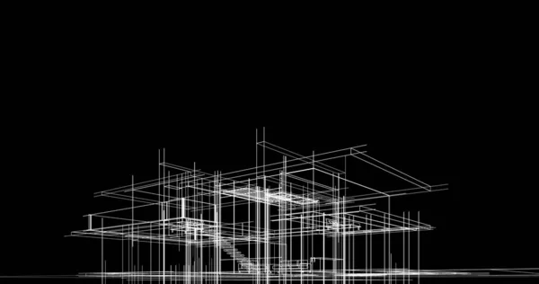 房子概念剪影3D — 图库照片