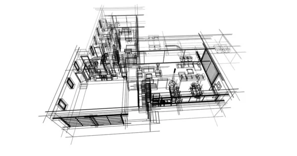 Desenho Conceito Casa Ilustração — Fotografia de Stock