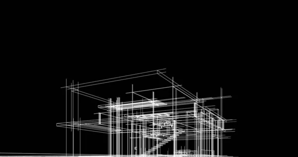 房子概念剪影3D — 图库照片