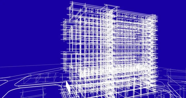 Rysunki Architektoniczne Ilustracja Ilustracja — Zdjęcie stockowe