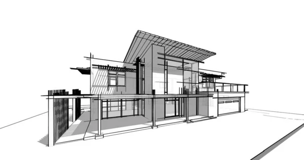 房子概念剪影3D — 图库照片