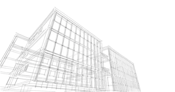 Huis Gebouw Architecturale Tekening Illustratie — Stockfoto