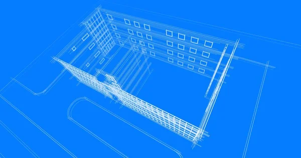 房子大厦建筑图画3D — 图库照片