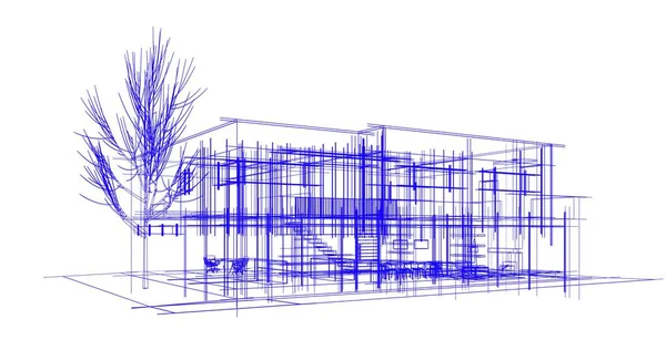 Rysunek Architektoniczne Budownictwo Mieszkaniowe — Zdjęcie stockowe