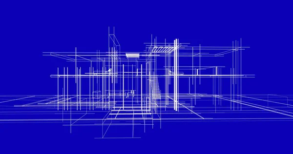 房子概念剪影3D — 图库照片