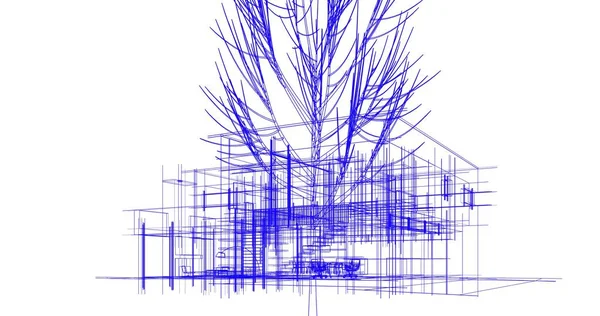 Rysunek Architektoniczne Budownictwo Mieszkaniowe — Zdjęcie stockowe