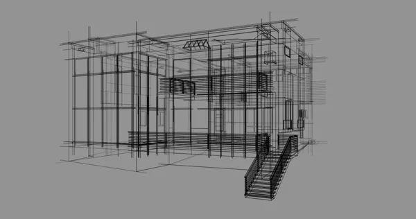 房子概念剪影3D — 图库照片