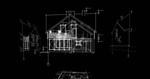 Edificio Casa Dibujo Arquitectónico Ilustración —  Fotos de Stock