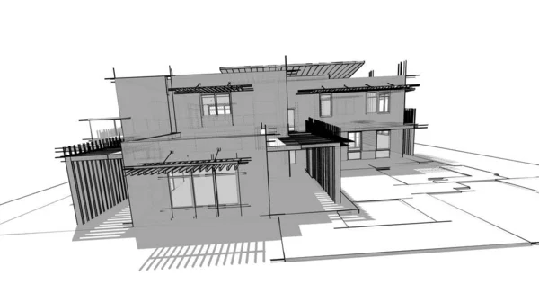 Dom Koncepcja Szkic Ilustracja — Zdjęcie stockowe