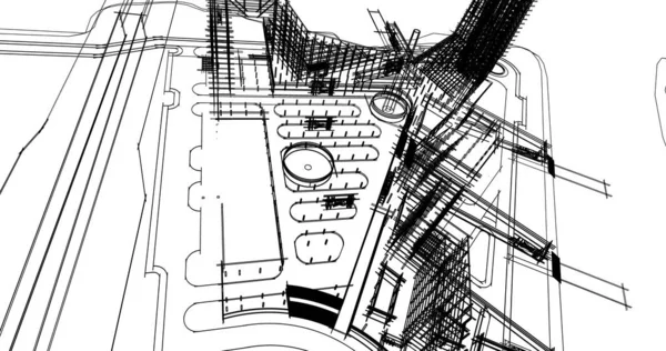 房子大厦建筑图画3D — 图库照片